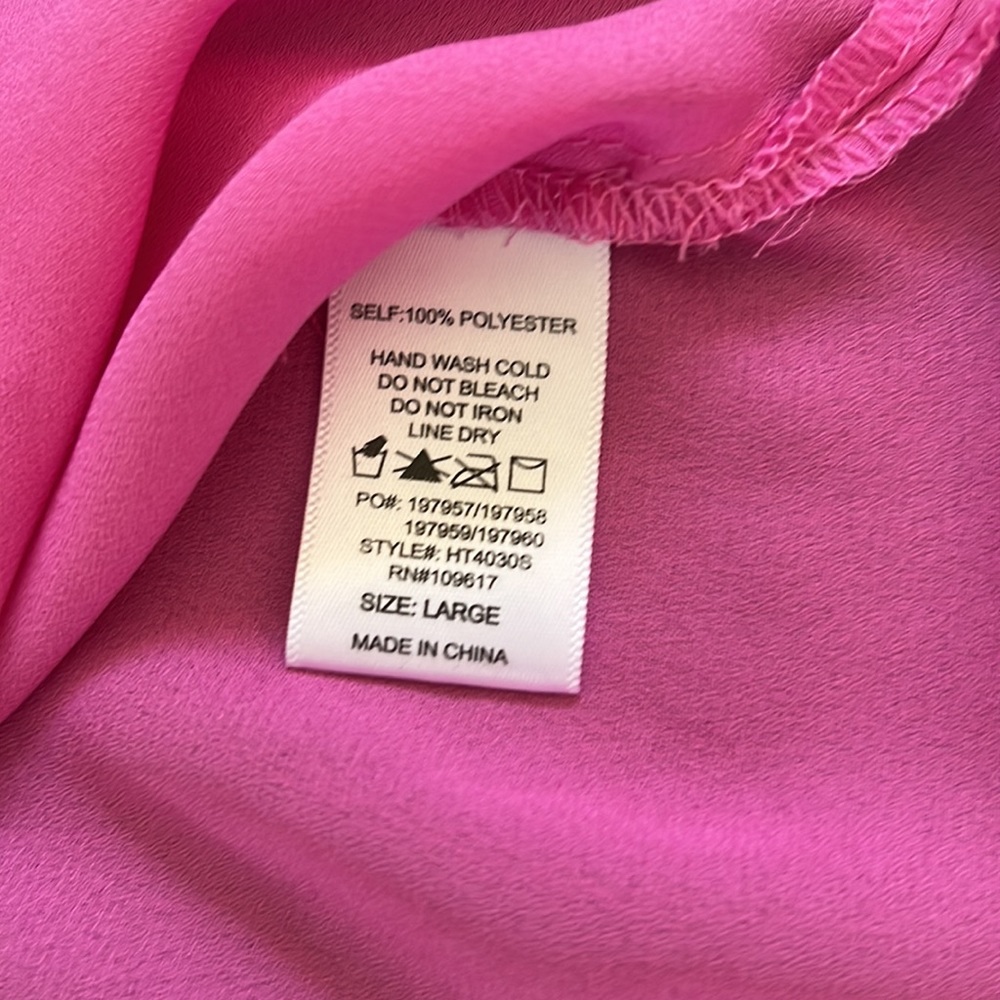 Stella Luce Barbiecore Pink Semi Sheer V Neck Spaghetti Strap Top Size Large - Picture 6 of 7